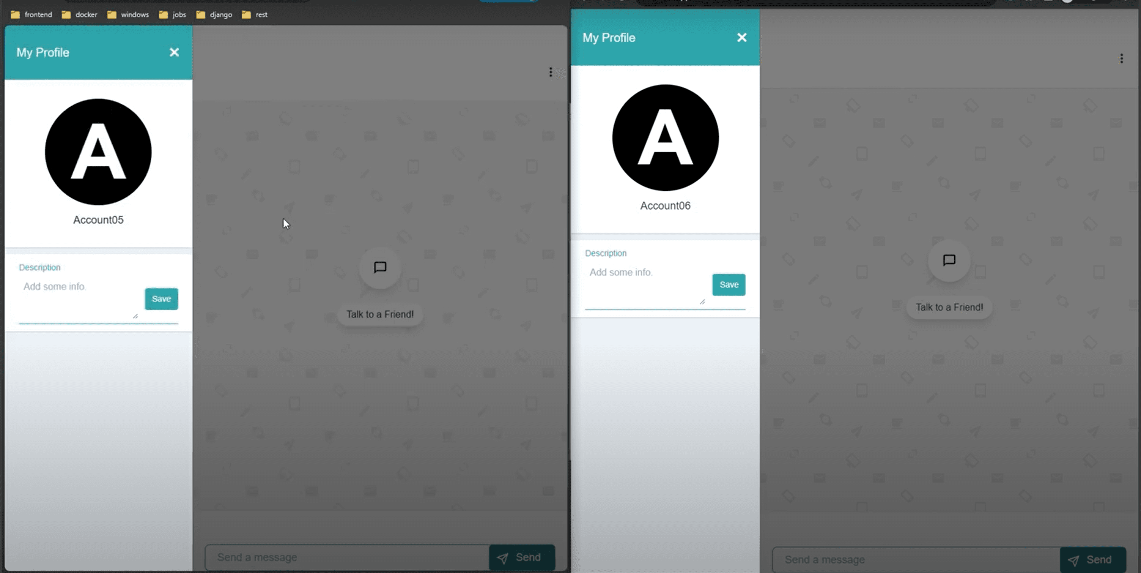Chat Web user profile settings and avatar management