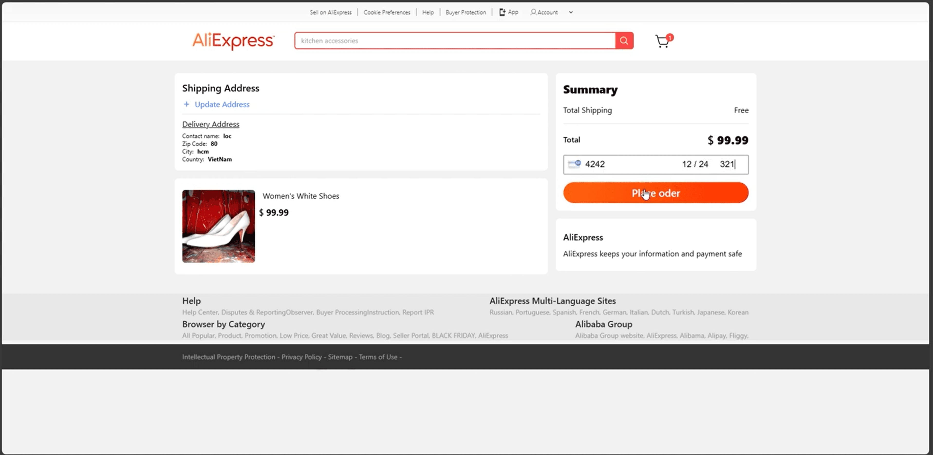 American Eagle Clone streamlined checkout flow and payment details