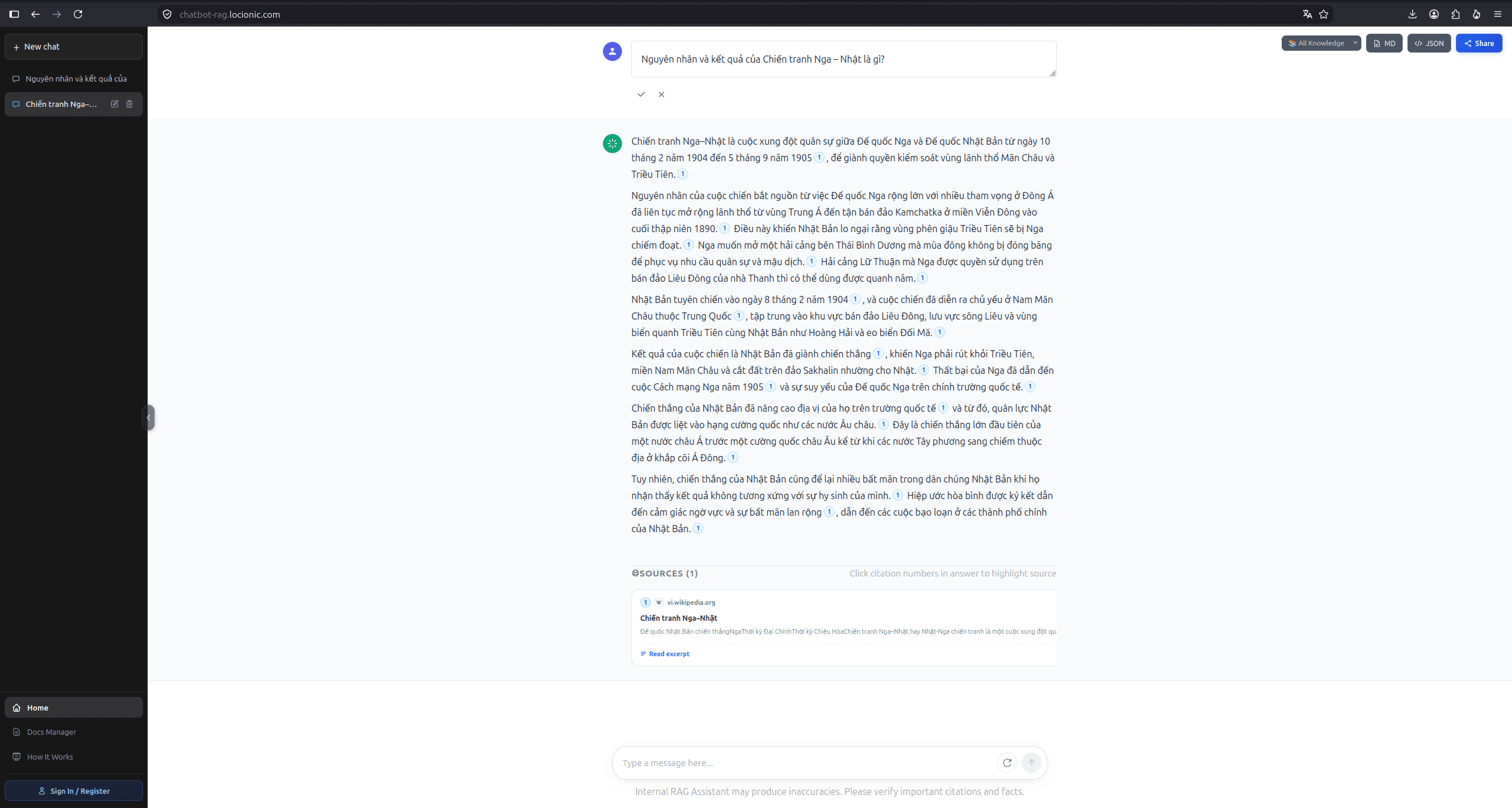 RAG Chatbot inline prompt editing and message revision
