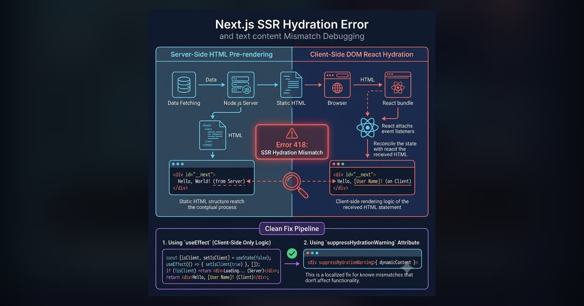 Next.js Hydration Errors: Fix 418, 423 & Text Mismatch