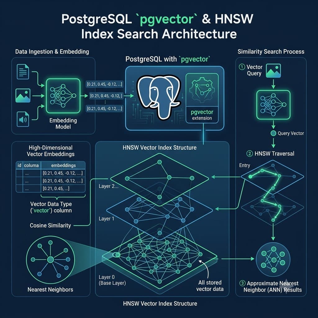 PostgreSQL pgvector and HNSW Index Search Architecture