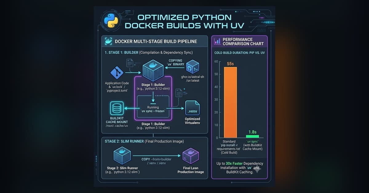 Astral uv in Docker: Multi-Stage Builds, BuildKit Caching & Fast CI