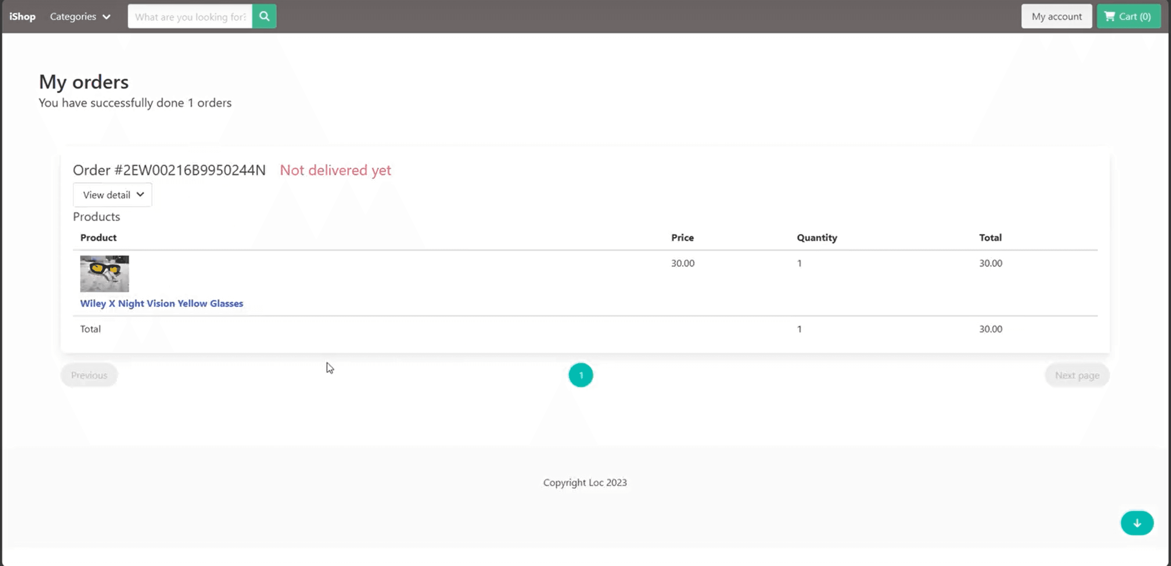 iShop customer order history and fulfillment status tracking
