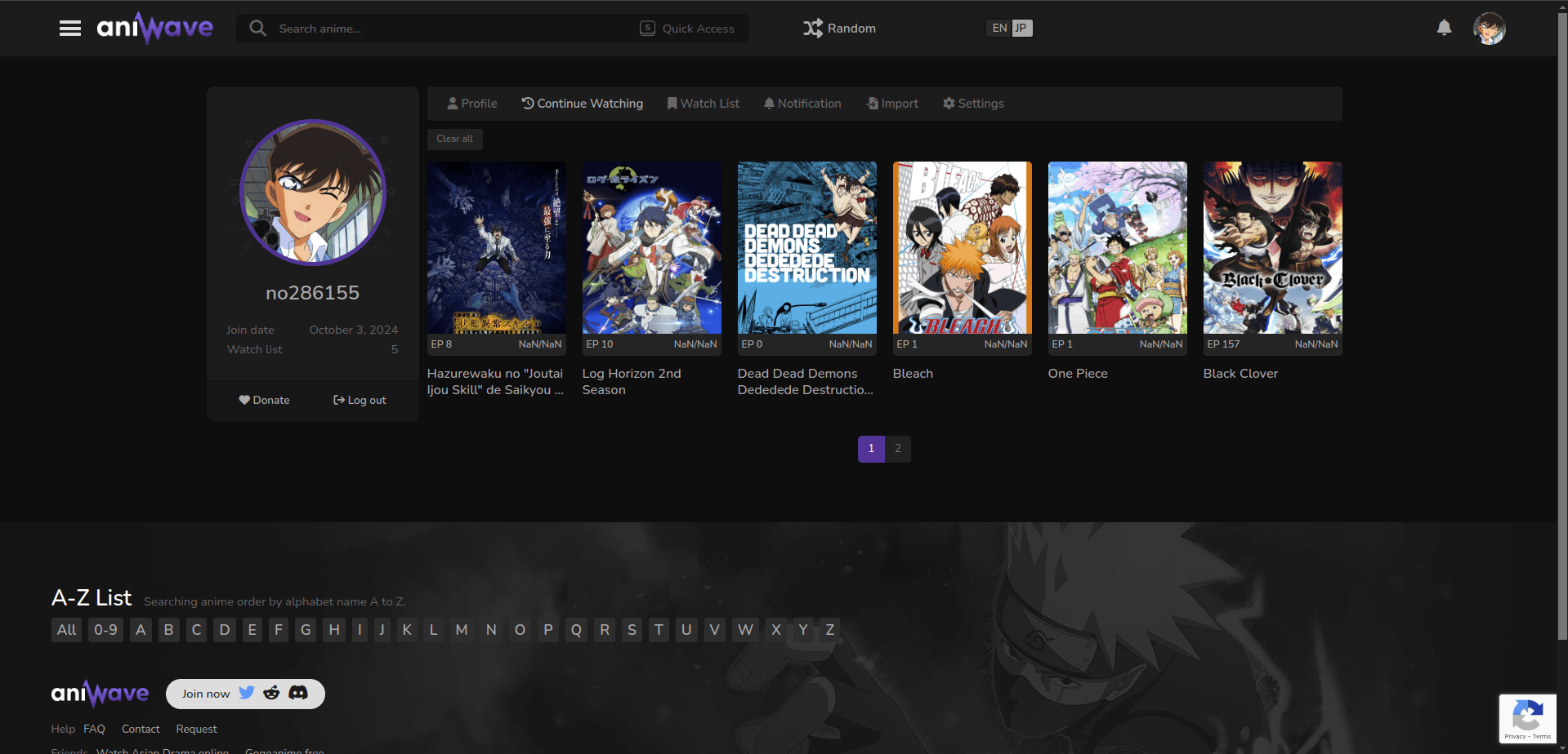 Aniwave continue watching history bar and episode progress tracker