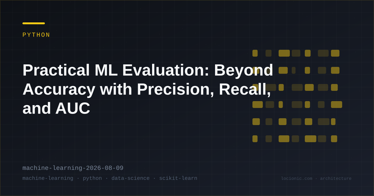 Practical ML Evaluation: Beyond Accuracy with Precision, Recall, and AUC